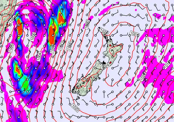 New Zealand forecast chart for Friday, May 29th, 2026 at 12:00 PM