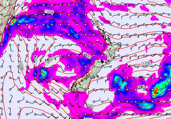 New Zealand forecast chart for Saturday, June 6th, 2026 at 6:00 PM