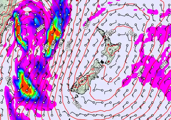 New Zealand forecast chart for Friday, May 29th, 2026 at 12:00 PM