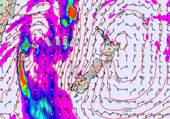 New Zealand forecast chart for Saturday, May 30th, 2026 at 12:00 AM