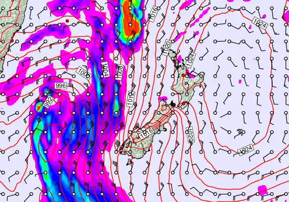 New Zealand forecast chart for Saturday, May 30th, 2026 at 6:00 AM