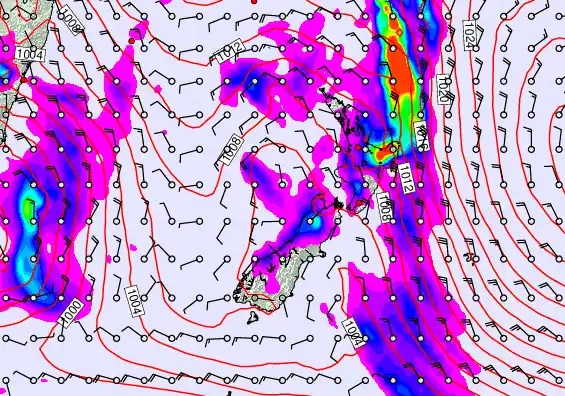 New Zealand forecast chart for Tuesday, June 2nd, 2026 at 6:00 AM
