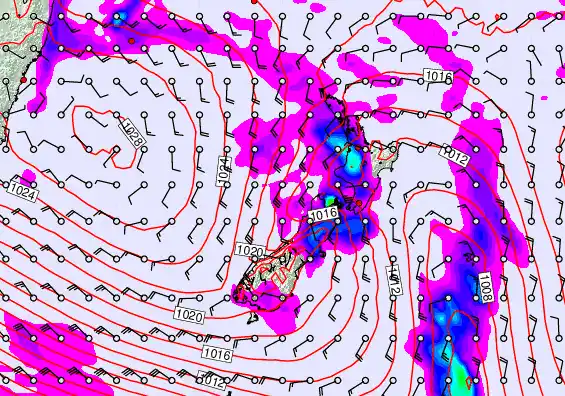 New Zealand forecast chart for Monday, June 8th, 2026 at 6:00 AM