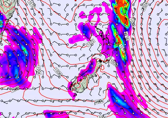 New Zealand forecast chart for Tuesday, June 2nd, 2026 at 6:00 AM