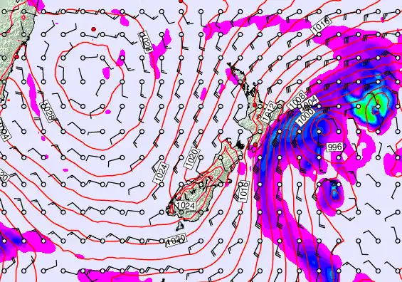 New Zealand forecast chart for Monday, June 8th, 2026 at 12:00 PM