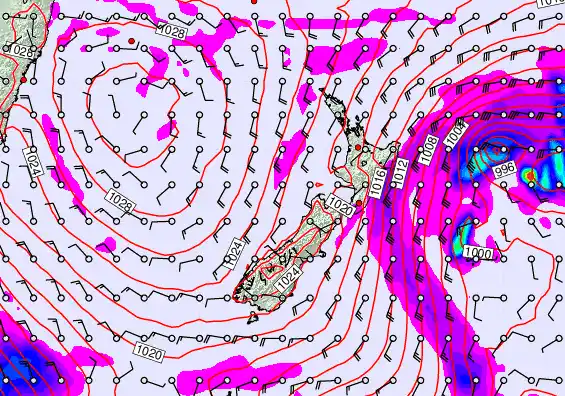 New Zealand forecast chart for Monday, June 8th, 2026 at 6:00 PM