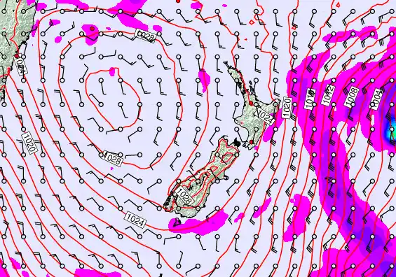 New Zealand forecast chart for Tuesday, June 9th, 2026 at 6:00 AM
