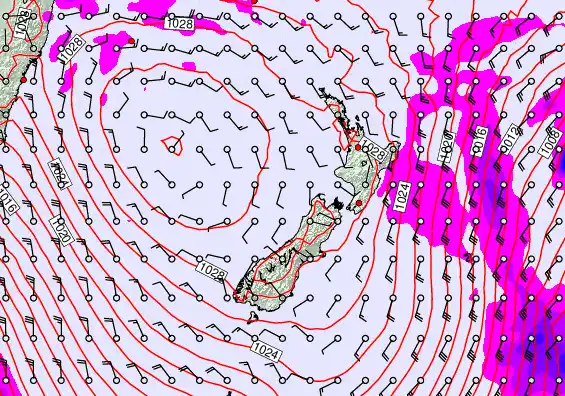 New Zealand forecast chart for Tuesday, June 9th, 2026 at 12:00 PM