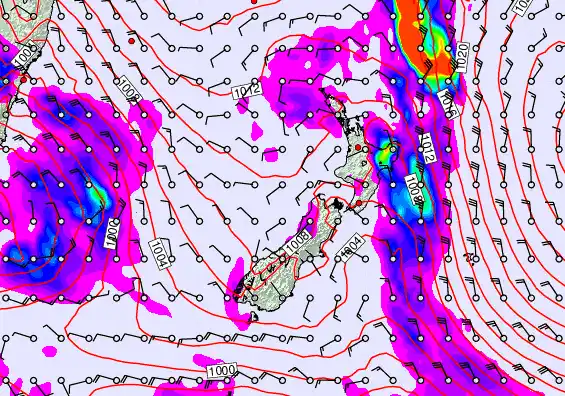 New Zealand forecast chart for Tuesday, June 2nd, 2026 at 6:00 AM
