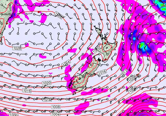 New Zealand forecast chart for Sunday, June 7th, 2026 at 12:00 PM