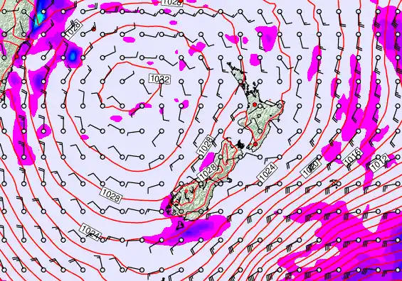 New Zealand forecast chart for Monday, June 8th, 2026 at 12:00 PM