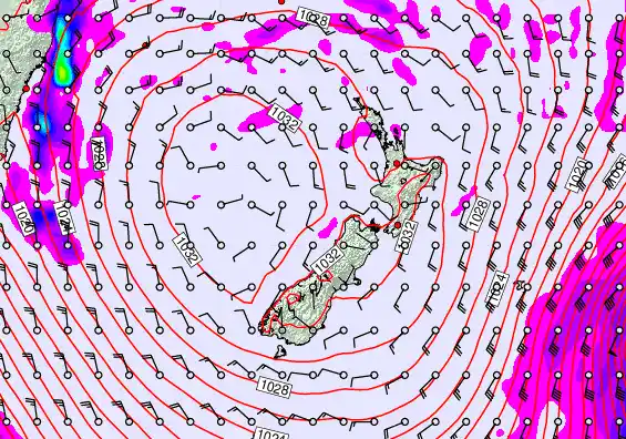 New Zealand forecast chart for Tuesday, June 9th, 2026 at 6:00 AM