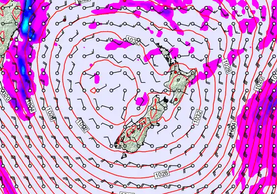 New Zealand forecast chart for Tuesday, June 9th, 2026 at 12:00 PM