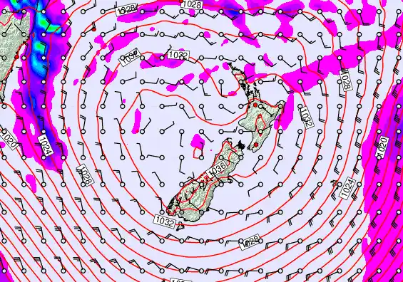 New Zealand forecast chart for Tuesday, June 9th, 2026 at 6:00 PM