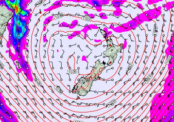 New Zealand forecast chart for Wednesday, June 10th, 2026 at 12:00 AM