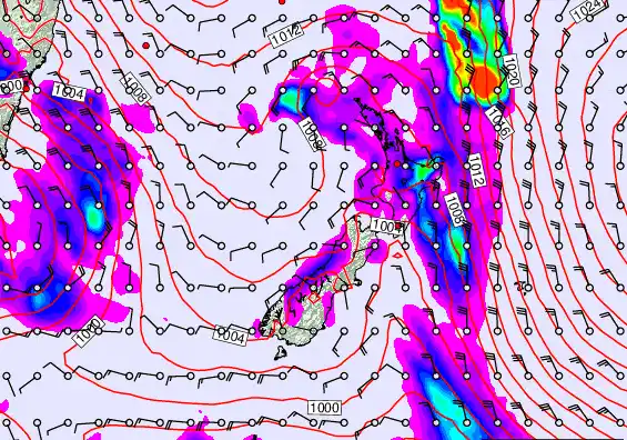 New Zealand forecast chart for Tuesday, June 2nd, 2026 at 6:00 AM