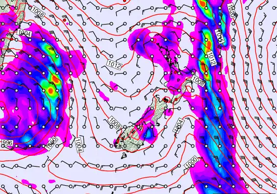 New Zealand forecast chart for Tuesday, June 2nd, 2026 at 12:00 PM