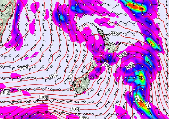 New Zealand forecast chart for Saturday, June 6th, 2026 at 12:00 PM