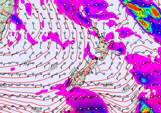 New Zealand forecast chart for Sunday, June 7th, 2026 at 12:00 AM