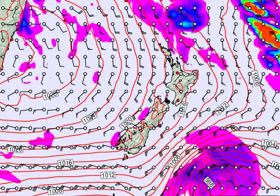 New Zealand forecast chart for Sunday, June 7th, 2026 at 12:00 PM