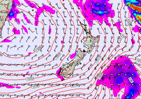 New Zealand forecast chart for Sunday, June 7th, 2026 at 6:00 PM