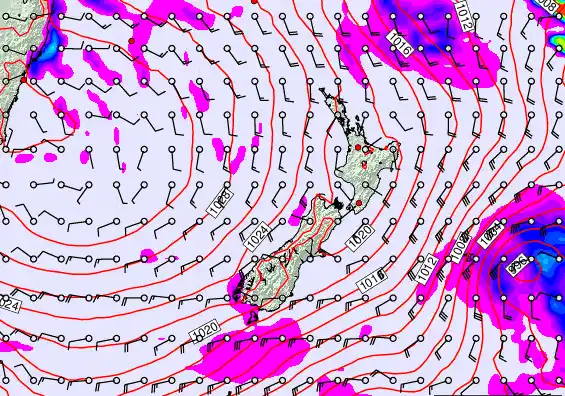 New Zealand forecast chart for Monday, June 8th, 2026 at 12:00 AM