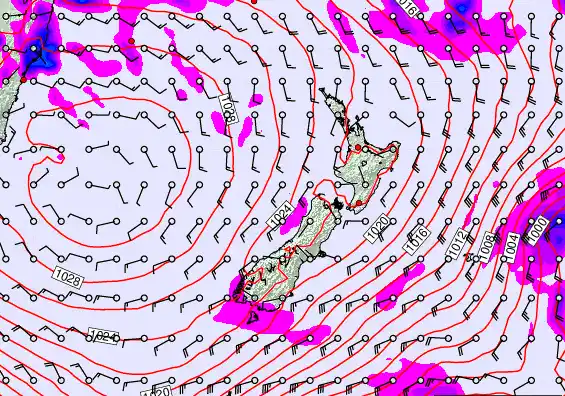 New Zealand forecast chart for Monday, June 8th, 2026 at 6:00 AM