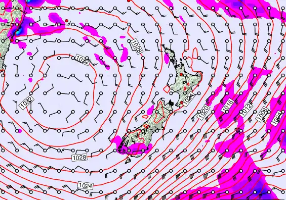 New Zealand forecast chart for Monday, June 8th, 2026 at 12:00 PM