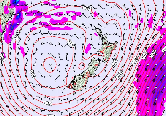 New Zealand forecast chart for Tuesday, June 9th, 2026 at 6:00 AM