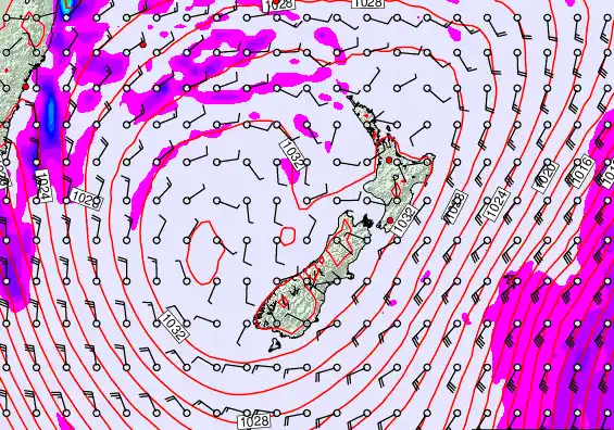 New Zealand forecast chart for Tuesday, June 9th, 2026 at 6:00 PM