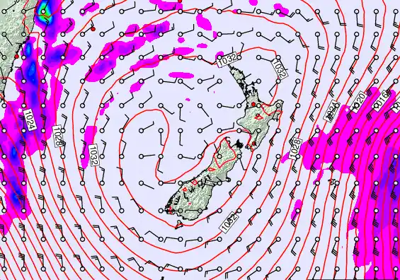 New Zealand forecast chart for Wednesday, June 10th, 2026 at 12:00 AM
