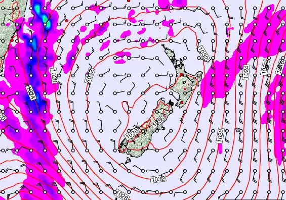 New Zealand forecast chart for Wednesday, June 10th, 2026 at 12:00 PM
