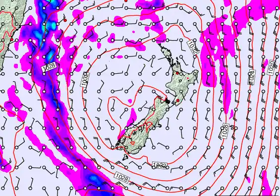 New Zealand forecast chart for Thursday, June 11th, 2026 at 12:00 AM