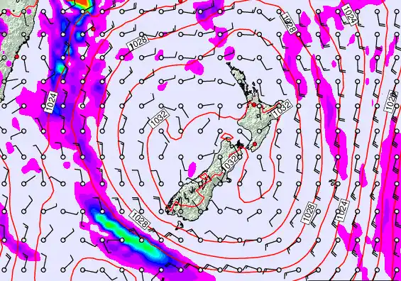 New Zealand forecast chart for Thursday, June 11th, 2026 at 6:00 AM