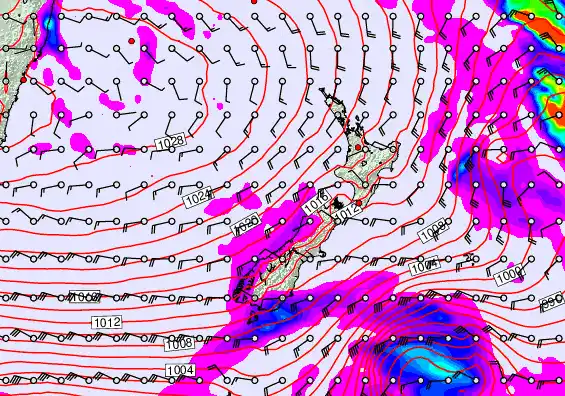 New Zealand forecast chart for Sunday, June 7th, 2026 at 12:00 PM