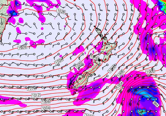 New Zealand forecast chart for Sunday, June 7th, 2026 at 6:00 PM