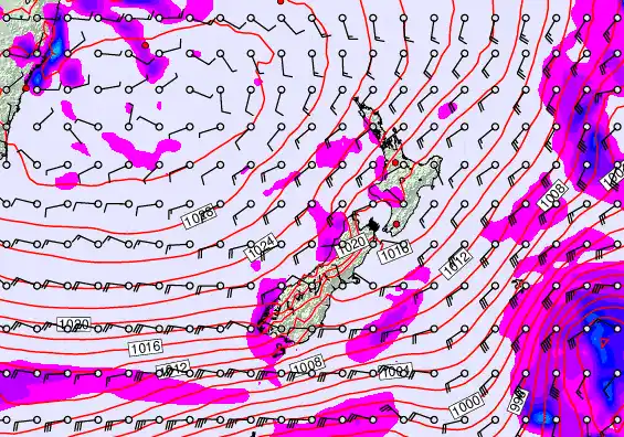 New Zealand forecast chart for Monday, June 8th, 2026 at 12:00 AM