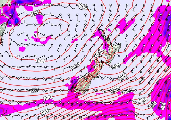 New Zealand forecast chart for Monday, June 8th, 2026 at 6:00 AM