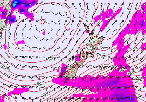 New Zealand forecast chart for Monday, June 8th, 2026 at 12:00 PM