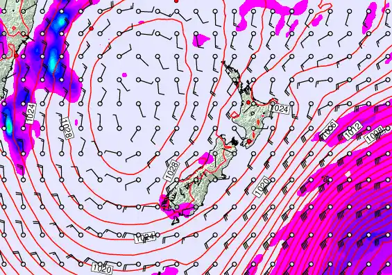 New Zealand forecast chart for Tuesday, June 9th, 2026 at 6:00 AM