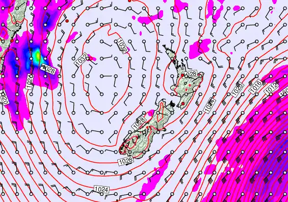 New Zealand forecast chart for Tuesday, June 9th, 2026 at 12:00 PM