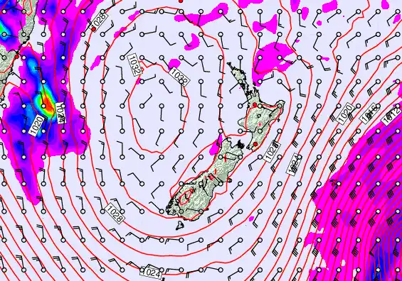 New Zealand forecast chart for Tuesday, June 9th, 2026 at 6:00 PM