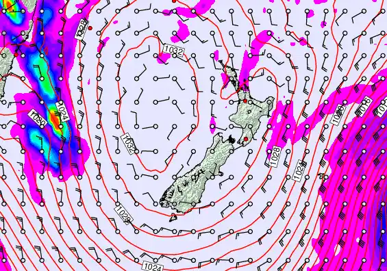 New Zealand forecast chart for Wednesday, June 10th, 2026 at 12:00 AM