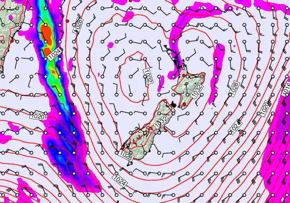 New Zealand forecast chart for Wednesday, June 10th, 2026 at 12:00 PM