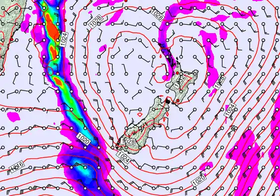 New Zealand forecast chart for Wednesday, June 10th, 2026 at 6:00 PM