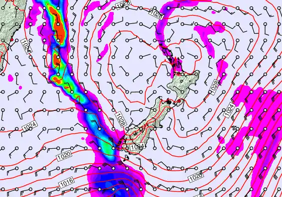 New Zealand forecast chart for Thursday, June 11th, 2026 at 12:00 AM