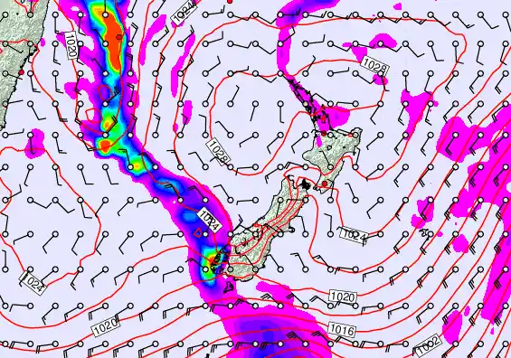New Zealand forecast chart for Thursday, June 11th, 2026 at 6:00 AM