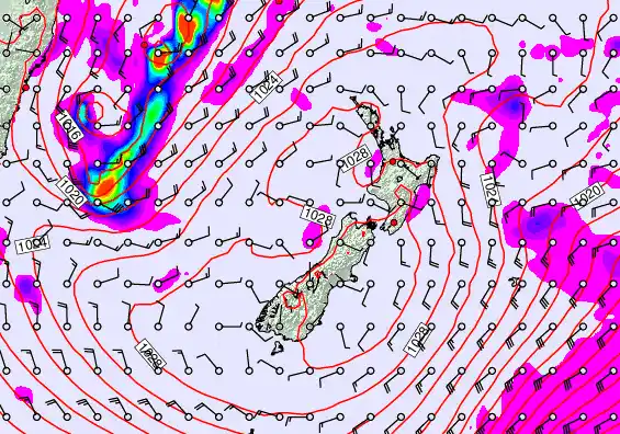 New Zealand forecast chart for Friday, June 12th, 2026 at 12:00 PM