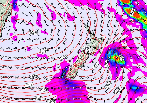 New Zealand forecast chart for Sunday, June 7th, 2026 at 6:00 AM