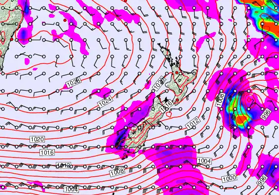 New Zealand forecast chart for Sunday, June 7th, 2026 at 12:00 PM